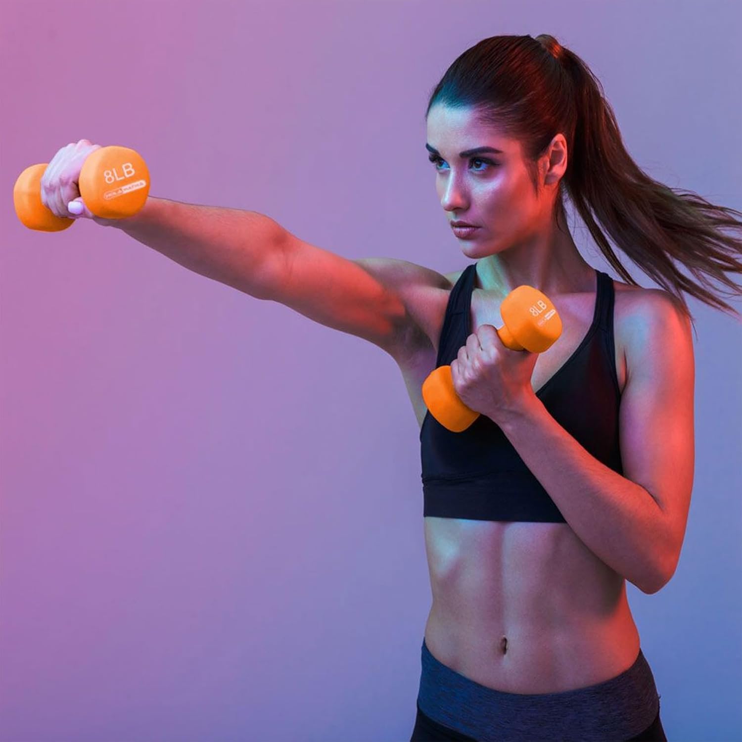 HolaHatha Neoprene Dumbbell Free Hand Weight Set with Rack, Ideal for Home Exercises to Gain Tone and Definition - Image 4