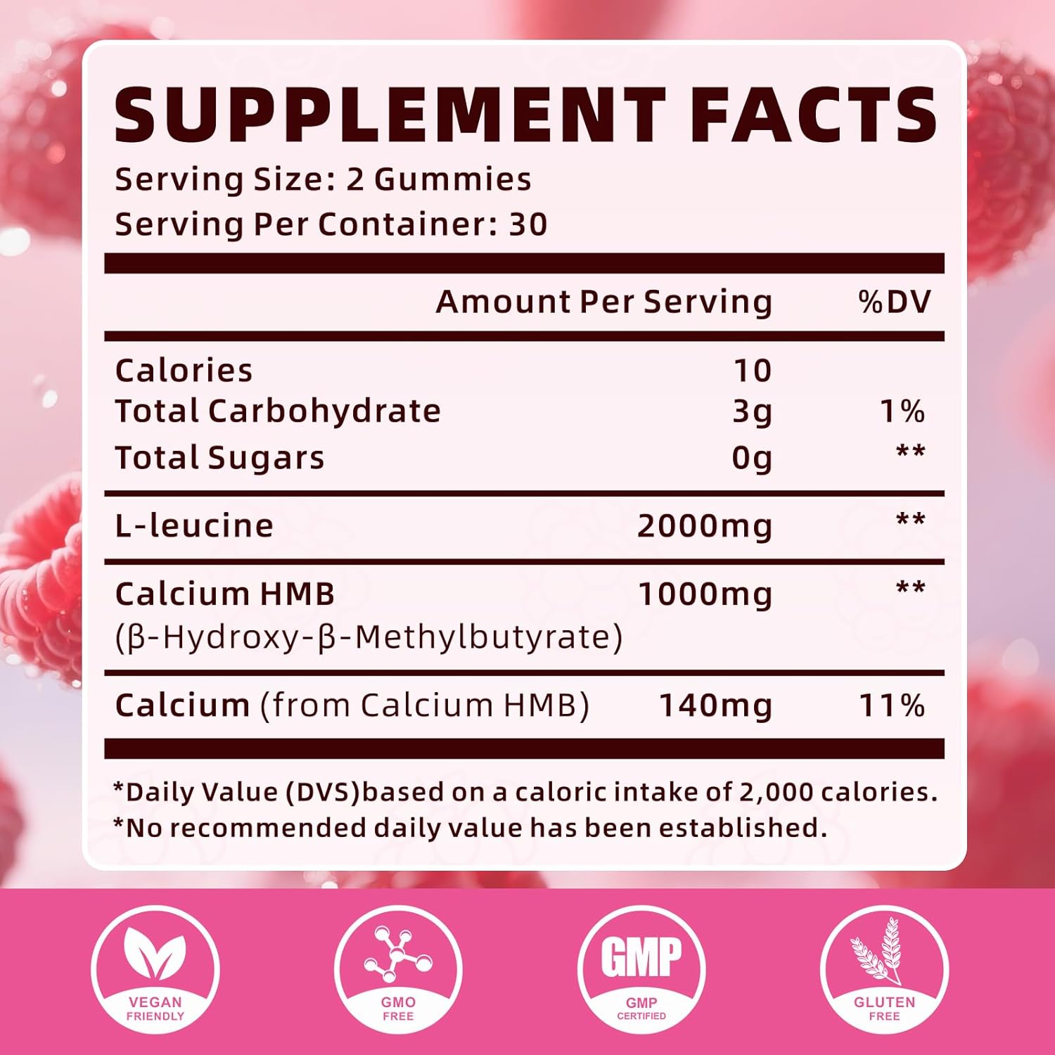 HMB and Leucine Gummies for Men & Women, 3000mg Leucine HMB Amino Acids Supplement for Muscle Growth, Muscle Relief and Workout Recovery, Sugar-Free, Raspberry Flavor, 60 Count - Image 2