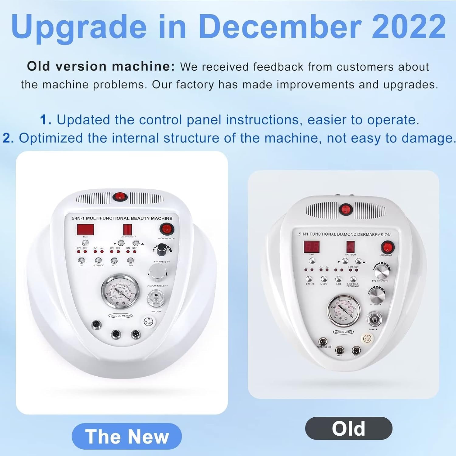 5 in 1 Micro Diamondermabrasion Machine, Mcwdoit Facial Machine 68cmhg Professional Home Use Skin Care - Image 2