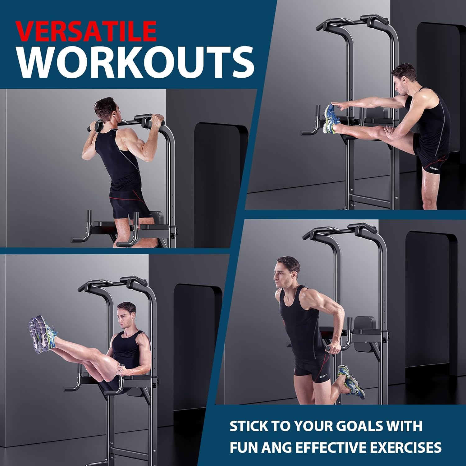 Power Tower Adjustable Height Pull Up & Dip Station Multi-Function Home Strength Training Fitness Workout Station for Home Gym - Image 6