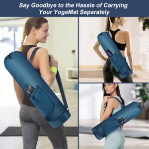 Yoga Mat Bag with Water Bottle, Full Zip Yoga Mat Carrier with Adjustable Strap and Pocket, Waterproof for Women and Men
