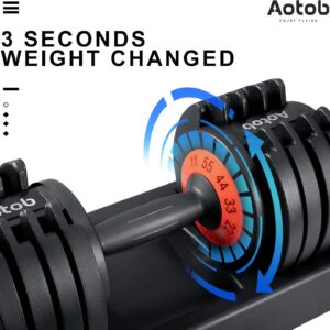 AOTOB 25/55 LBS Dumbbell Set, Anti-Slip Fast Adjust Turning Handle, Adjustable for Men and Women, Pair for Home Gym Exercise