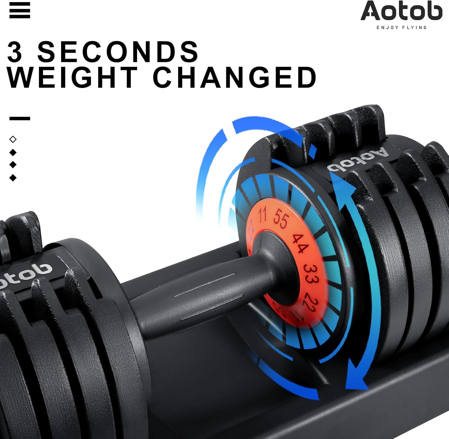 AOTOB 25/55 LBS Dumbbell Set, Anti-Slip Fast Adjust Turning Handle, Adjustable for Men and Women, Pair for Home Gym Exercise - Image 2