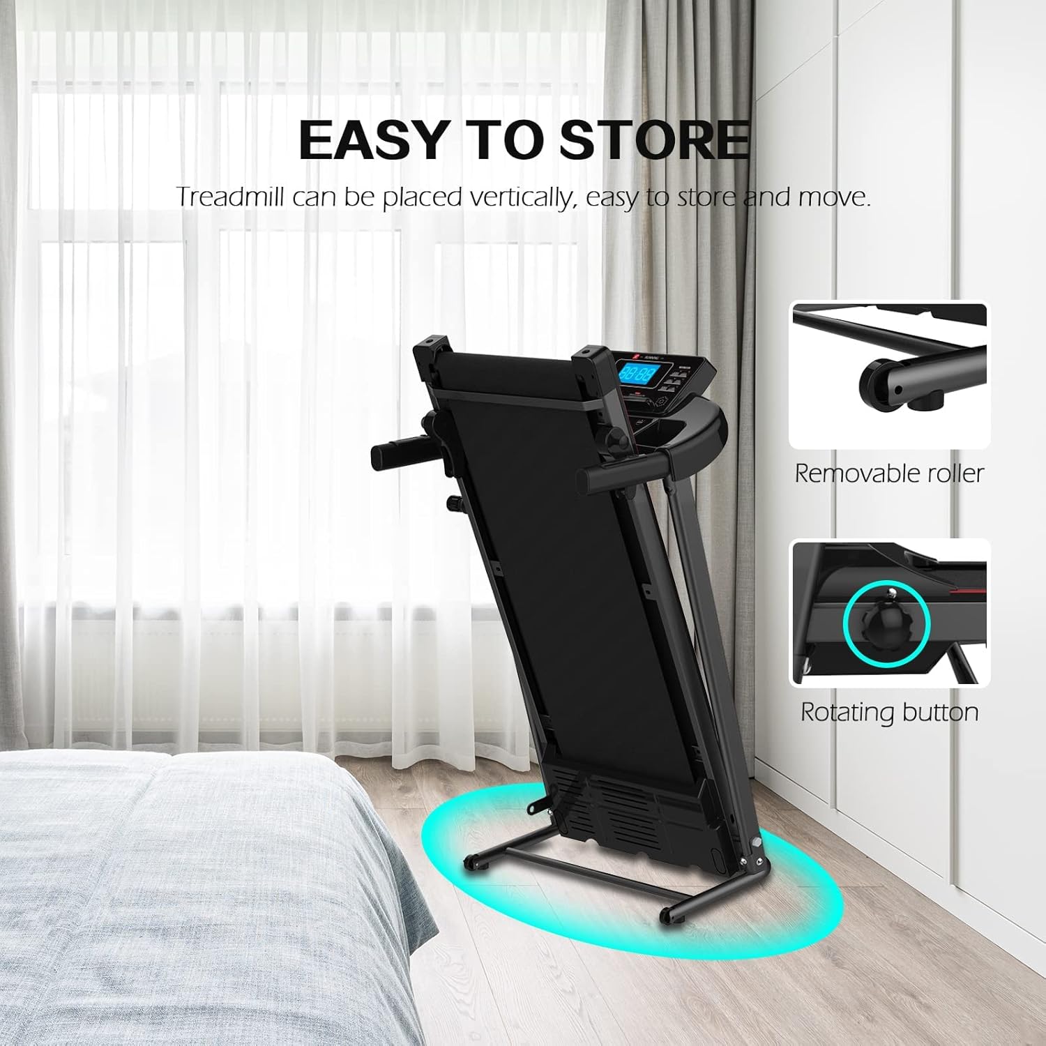 Electric Treadmill, 8.5 MPH, Folding, USB & Speakers, Motorized Running Jogging Walking Machine for Home Use, 4 Incline Levels,Digital Control - Image 6