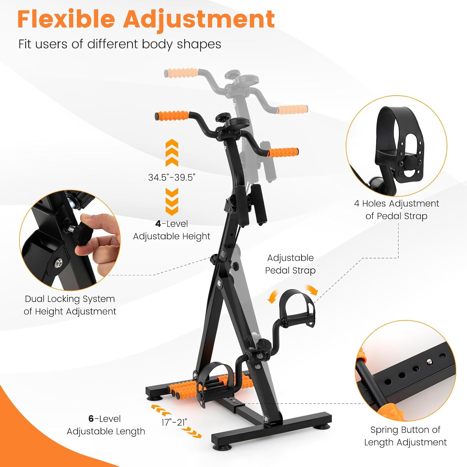 GYMAX Pedal Exercise Bike for Seniors, Hand Arm Leg and Knee Fitness Machine with Massage, LCD Monitor, Adjustable Height and Length for Total Body, Home Exercise Equipment for Elderly - Image 4