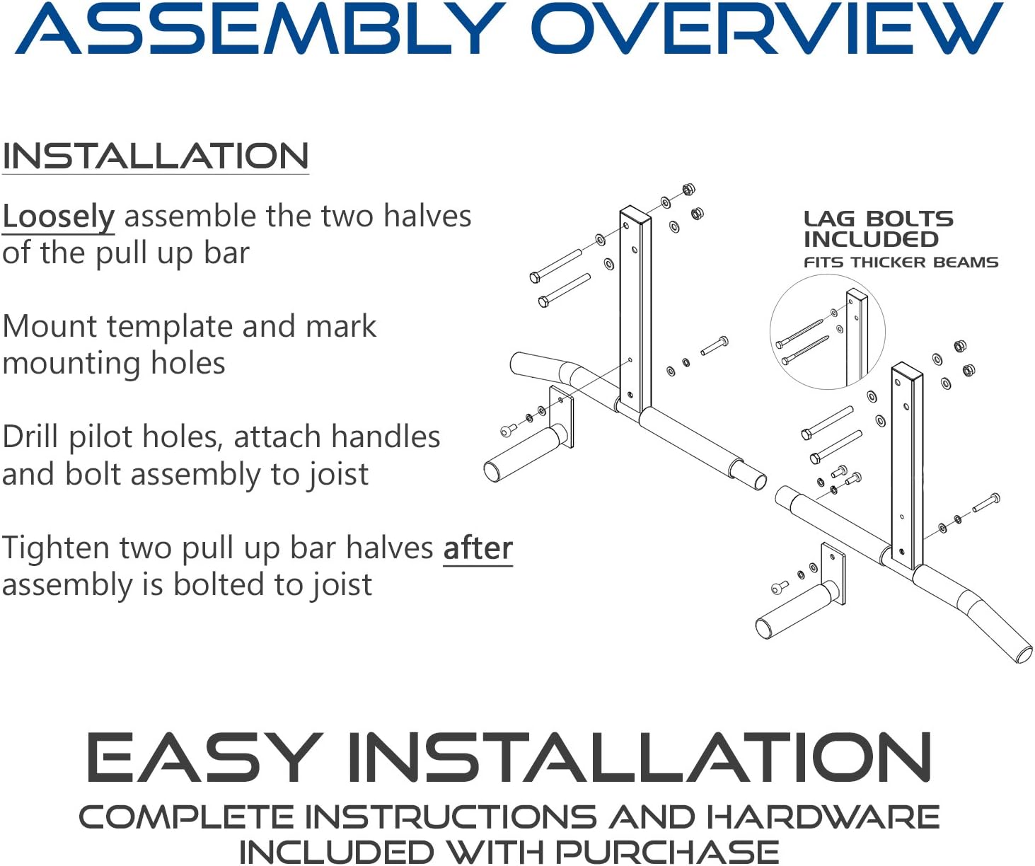 Joist Mount Pull Up Bar with Extra Hardware and Mounting Template for Easy Install to Beam or Rafter by Ultimate Body Press - Image 7