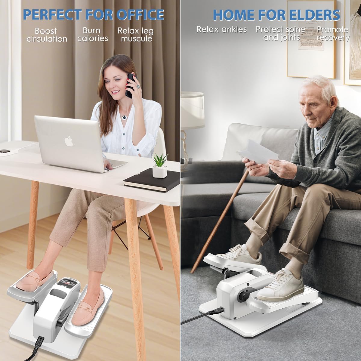 Under Desk Elliptical Machine, Electric Ellipse Leg Exerciser While Sitting for Seniors Adults, Quiet & Portable Electric Seated Pedal Exerciser with Remote Control, 15 Adjustable Speeds, 5 Auto Modes - Image 5