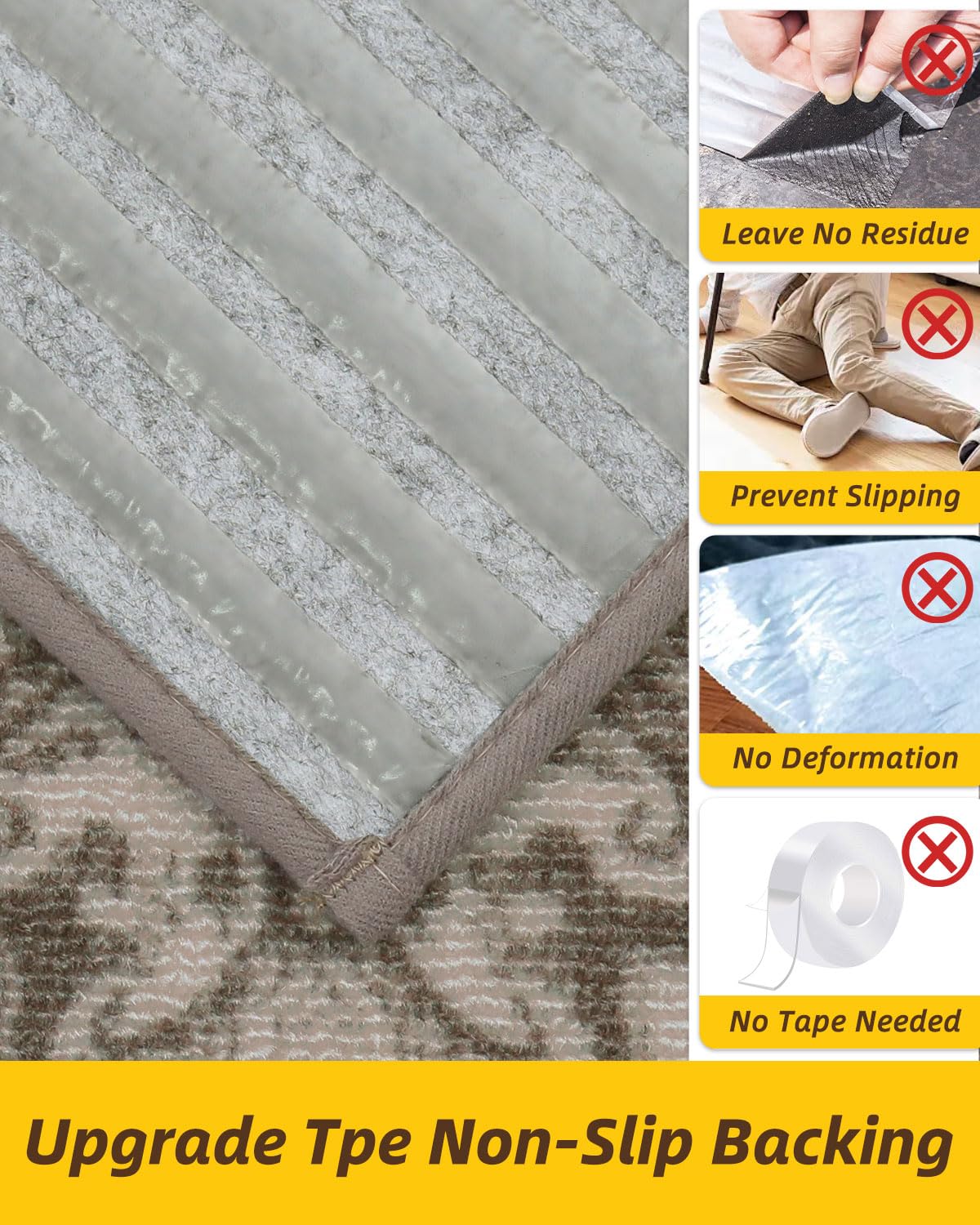 JSEI Stair Treads for Wooden Steps, 15 Pack 8" X 30" Non-Slip Machine Washable Carpet Stair Treads with TPE Backing, Soft Indoor Stair Rug Runner for Kids Elders & Pets, 100% Polyester, Beige/Brown - Image 4