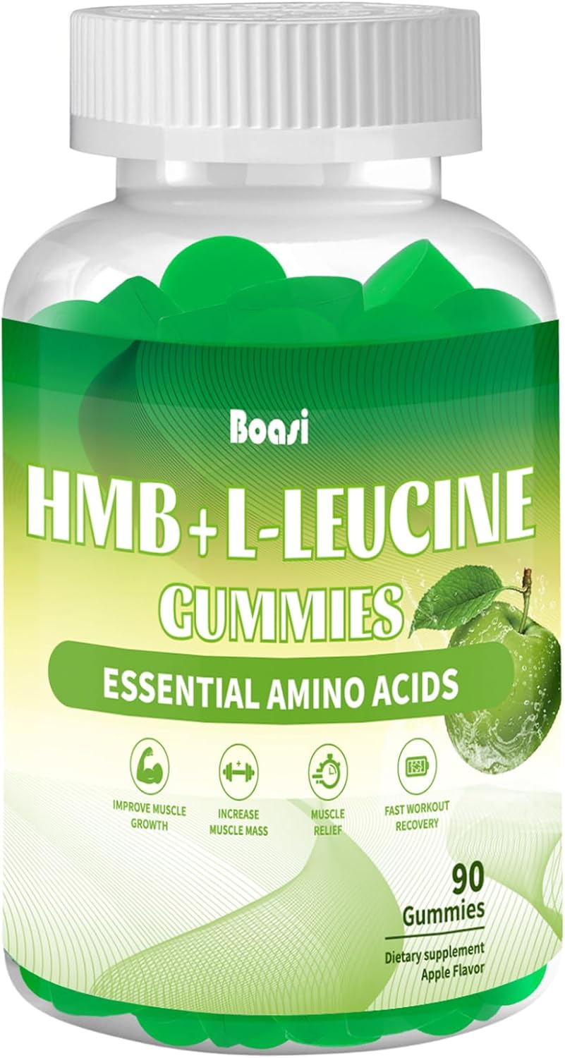 HMB and Leucine Supplements for Men&Women,3000mg,Essential Amino Acids Supplements for Muscle Growth,Muscle Defense and Workout Recovery,Sugar-Free,Apple Flavor,90 Count