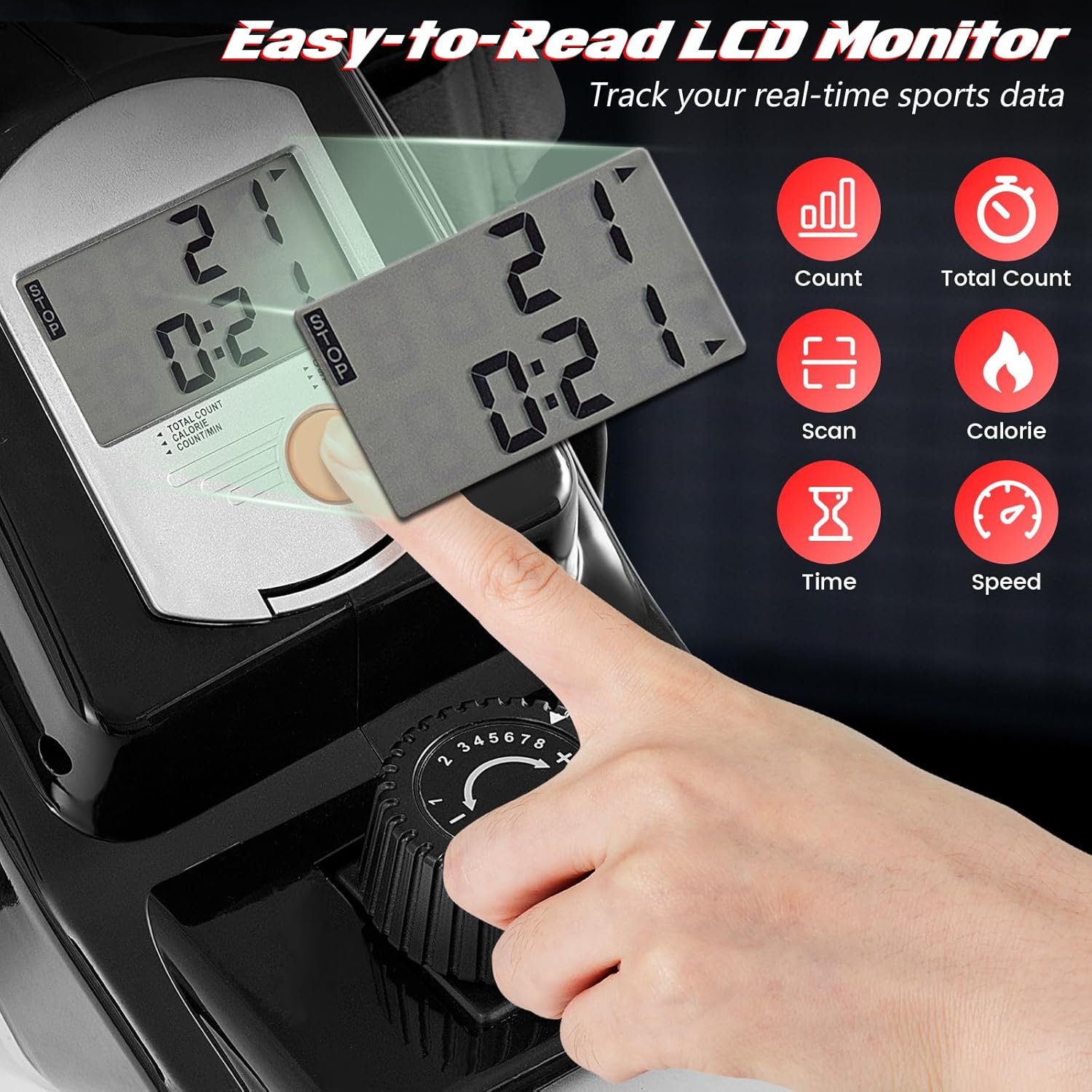 Goplus Folding Rowing Machine,Magnetic Rower with Adjustable Resistance and LCD Display, Exercise Cardio Fitness Equipment for Home Use - Image 4