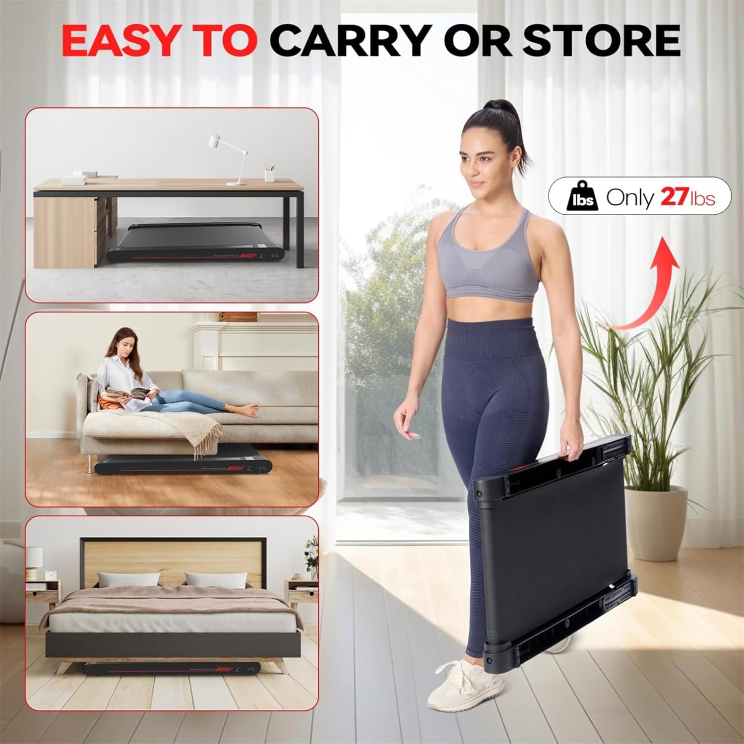 Sperax Walking Pad with APP, 3 in 1 Under Desk Treadmill, 400W Low Noise Walking Vibration Pad with Remote Control,Portable Treadmills for Home Office - Image 6