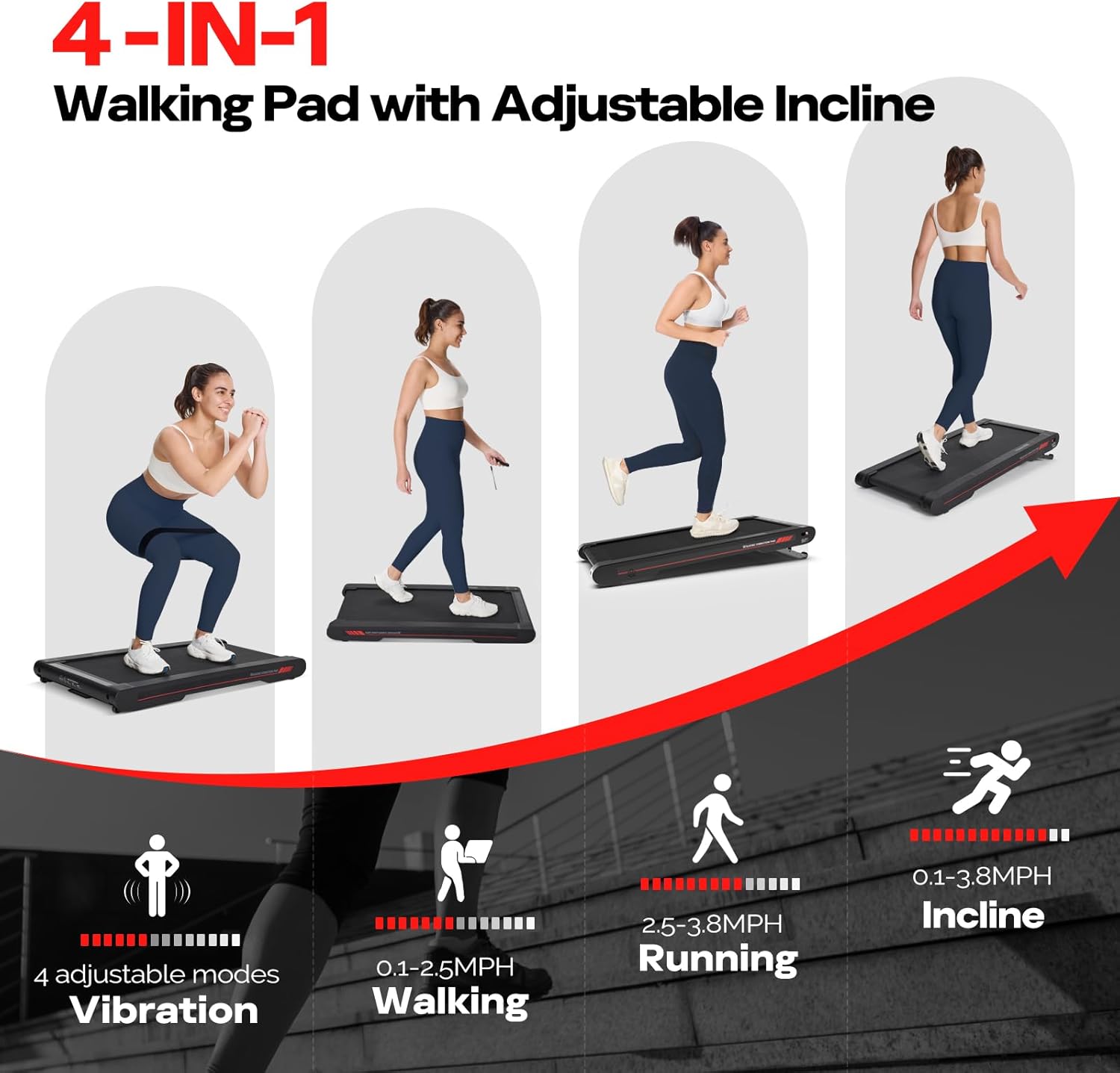 Sperax Walking Treadmill Pad with APP, 3 in 1 Under Desk Treadmill, 400W Low Noise Walking Vibration Pad with Remote Control,Portable Treadmills for Home Office - Image 6