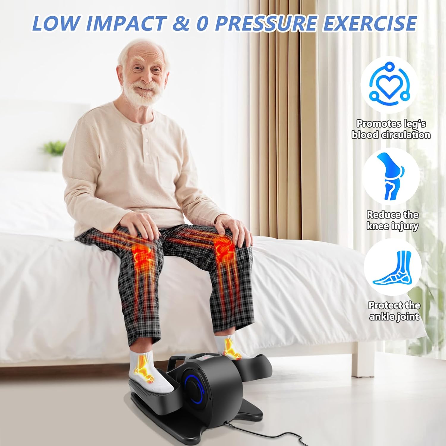 Under Desk Elliptical Machine, Adjustable Speeds Electric Trainer with Remote, Portable Seated Pedal Leg Exerciser for Teens Seniors and Adults - Image 7