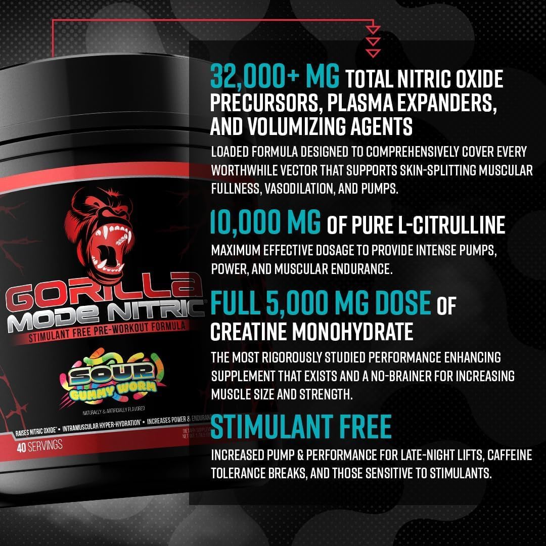 Gorilla Mind - Gorilla Mode Nitric Upgraded Stimulant Free Pre-Workout – Best Tasting and Most Effective Stimulant Free Pre-Workout/Massive Pumps · Vasodilation · Power / 768 Grams (Bombsicle) - Image 5