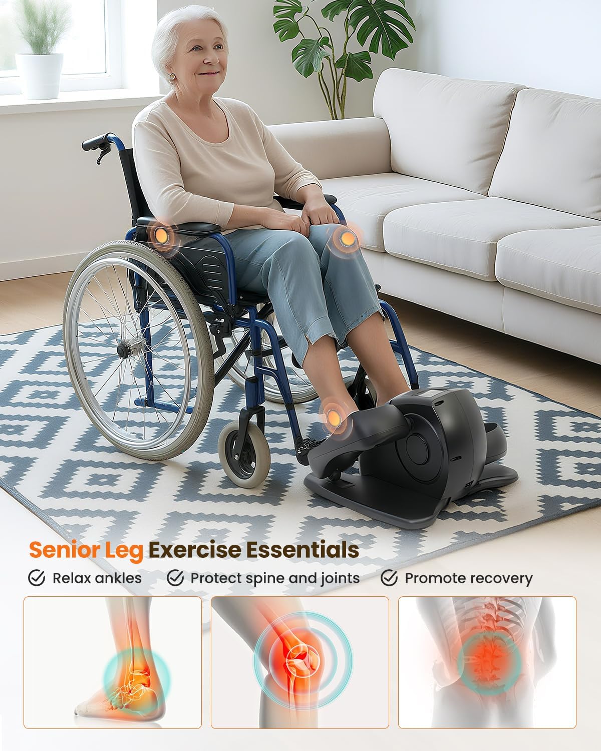 Under Desk Elliptical Machine, Ellipse Leg Exerciser as Seen on TV with Remoter, Quiet Electric Seated Pedal Exerciser, Mini Leg Exercise While Sitting for Seniors, Manual & Auto Mode for Home Office - Image 4