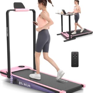 ANCHEER Walking Pad Treadmill with Incline and Handle Bar – Under Desk Treadmill 4 in 1 Folding Treadmills for Home Office/LED Display/Dual Control/12 Preset Programs