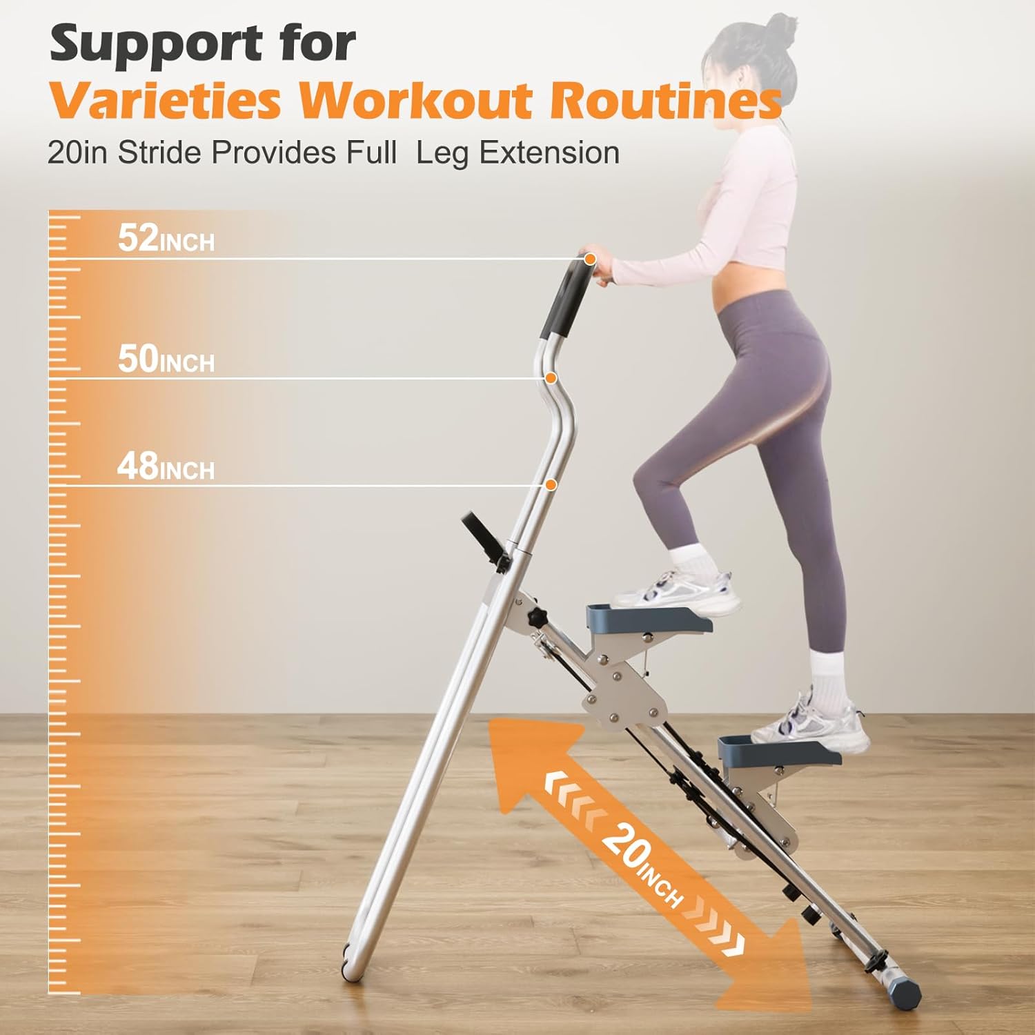 Vertical Climber Stair Stepper for Home Compact Folding Stair Climbing Cardio Exercise Equipment with Non-Slip Pedals Adjustable Height Step Range 300LBS Capacity for Full Body Workout - Image 3