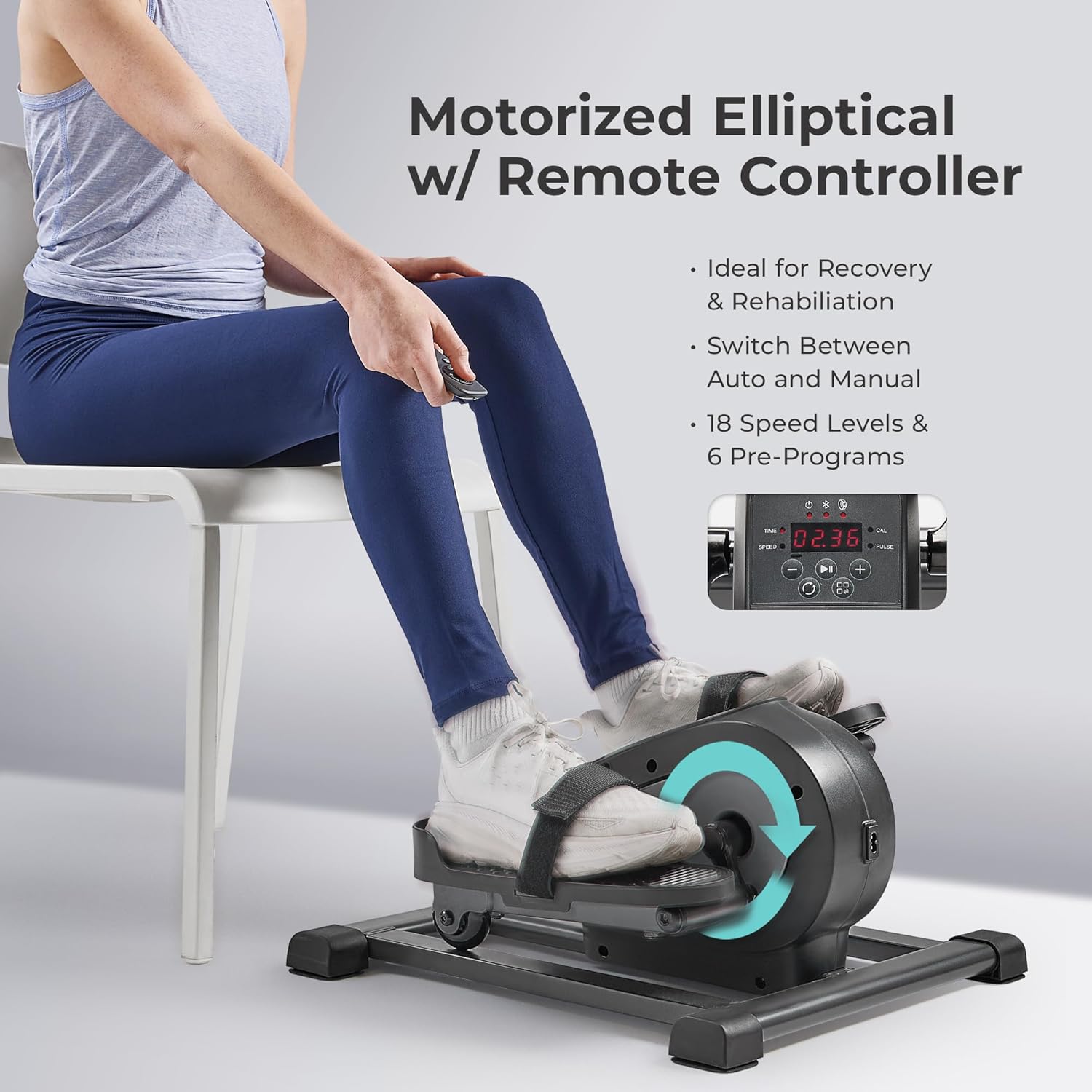 Sunny Health & Fitness Smart Mini Elliptical Trainer, Indoor Under-Desk Pedal Exerciser for Mobility & Cardio Workout, Free SunnyFit App Connection, Optional Motorized w/Remote Control - Image 3