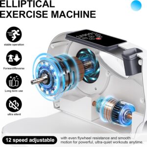 Under Desk Elliptical Machine, Electric Ellipse Leg Exerciser as Seen on TV for Seniors, Seated Pedal Exerciser with Remote Control & 12 Adjustable Speed for Home Office