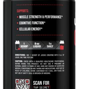Jocko Fuel Creatine Monohydrate Powder – Creatine for Men & Women, Supplement for Athletic Performance & Muscle Health, 90 Servings 16 oz (Unflavored) (16 OZ JAR)