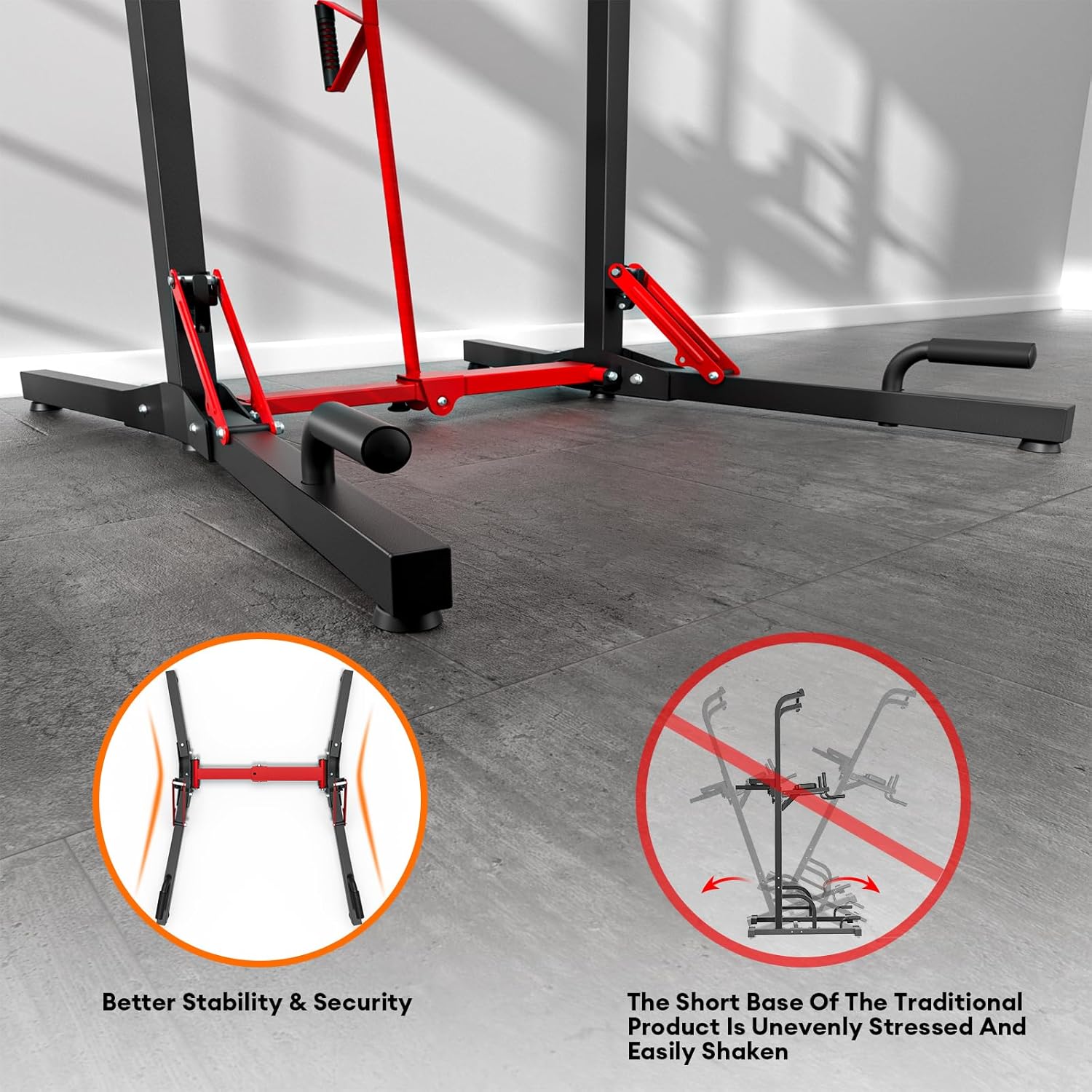 ONETWOFIT Foldable Power Tower Pull Up Bar Station, Multi-Function Adjustable Height Dip Station for Home Gym Workout, Strength Training Fitness Equipment, Pull Up Stand - Image 8