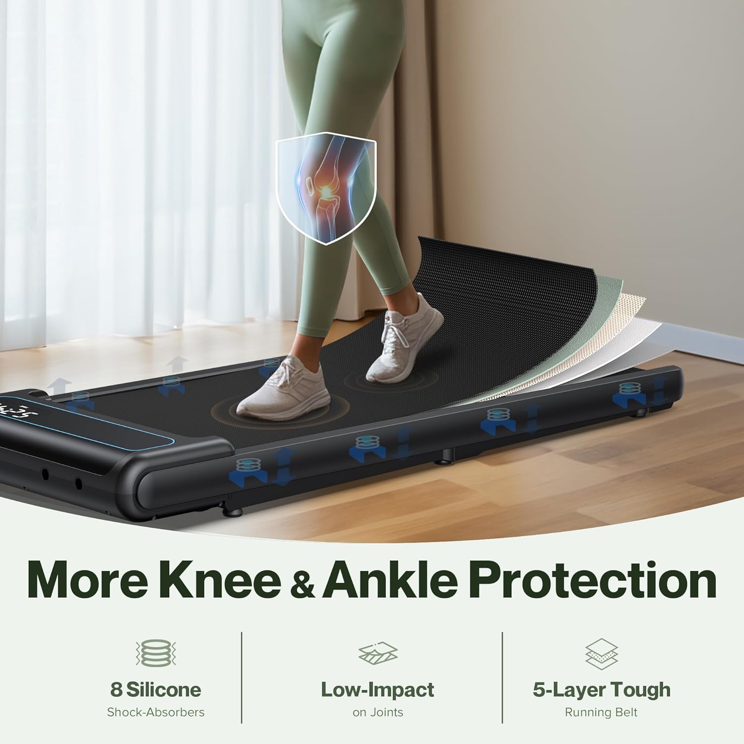COZYINN Walking Pad Treadmill with 10% Incline, Under Desk Treadmills for Home Office, Portable Small Walking Pad with Mute Remote Control, 265 lbs Capacity, 2.5HP, Work with KINOMAP Apple Health - Image 5