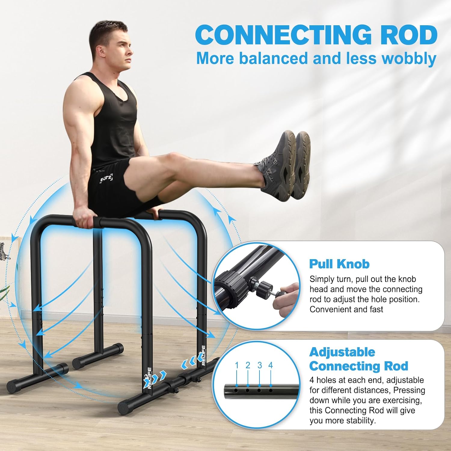RELIFE REBUILD YOUR LIFE Dip Station Functional Heavy Duty Dip Stands Fitness Workout Dip bar Station Stabilizer Parallette Push Up Stand - Image 2