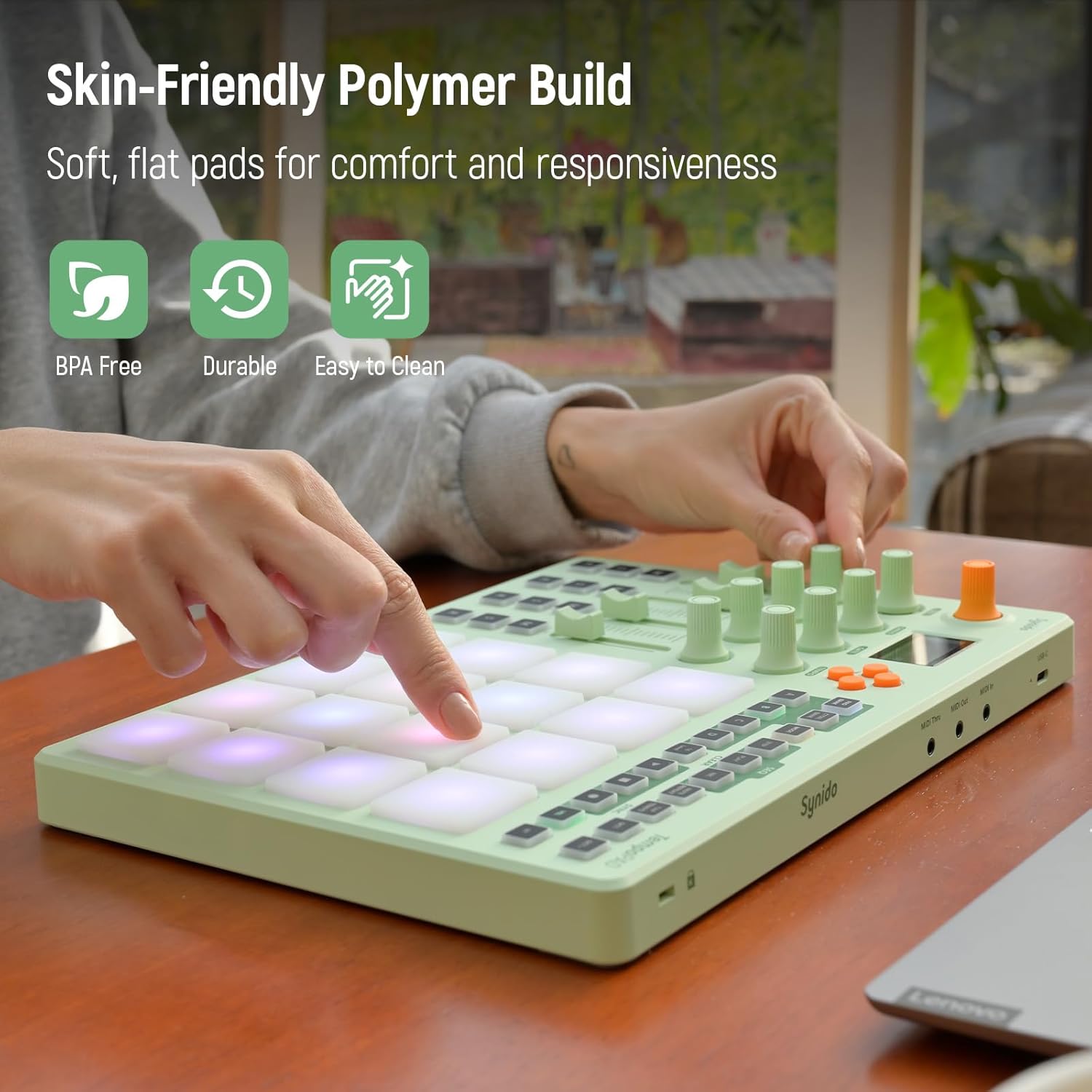 Midi Pad Controller, Portable Beat Maker Machine with Drum Pads, Beginners Beating Pad Velocity Sensitive, LED Display for Music Production (Wireless MIDI) - Image 8