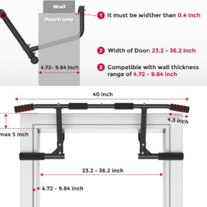 ONETWOFIT Pull Up Bar for Doorway, 440 lbs Heavy Duty Upper Body Fitness Workout Bar for Home Gym Exercise, Multi-Grip Strength Wall Mounted Door Frame Chin-Up Bar for Almost All Doors