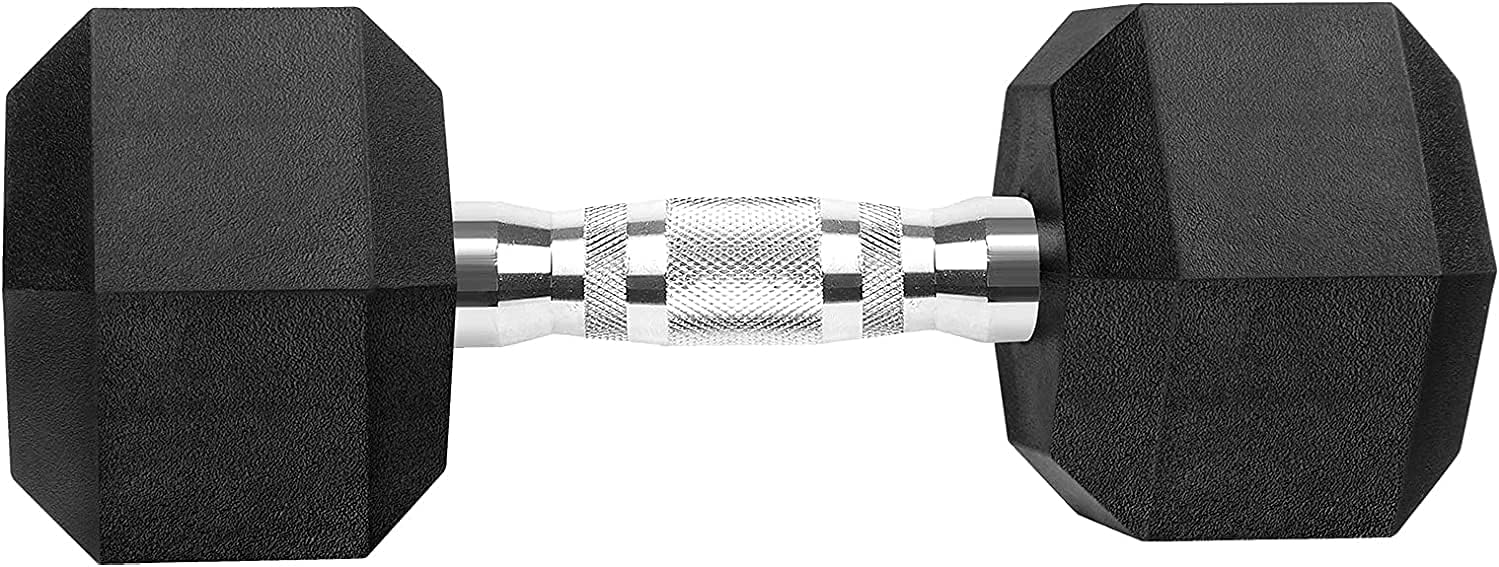 150 Pound Hex Dumbbell Set with Rubber Coated Dumbbells and Rack - Image 3