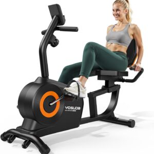 YOSUDA Recumbent Exercise Bike for Home，Magnetic Staionary Bike for Seniors/Adults with Adjustable Seat, 350LB Capacity, 16-level Resistance, LCD Monitor & Pulse Sensors
