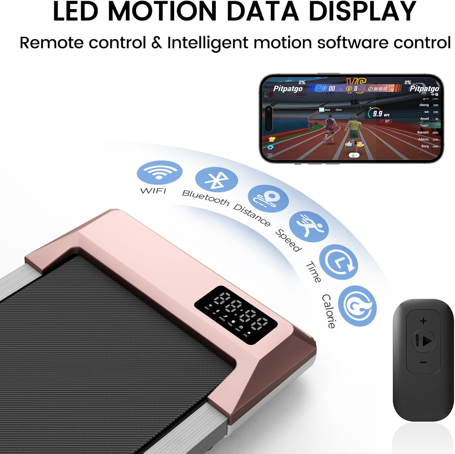 SupeRun Walking Pad, Under Desk Treadmill, 3 in 1 Portable Treadmill with Remote Control LED Display, 2.5 HP Quiet Walking Jogging Machine for Office Home Use, 250 Lbs Capacity - Image 7