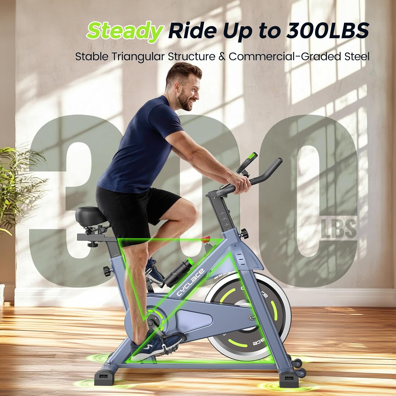 Cyclace Exercise Bike, Magnetic Stationary Bike for Home, Low Noise Cardio Indoor Cycling Bike with App Compatible, 300LBs Weight Capacity & Tablet Mount - Image 5