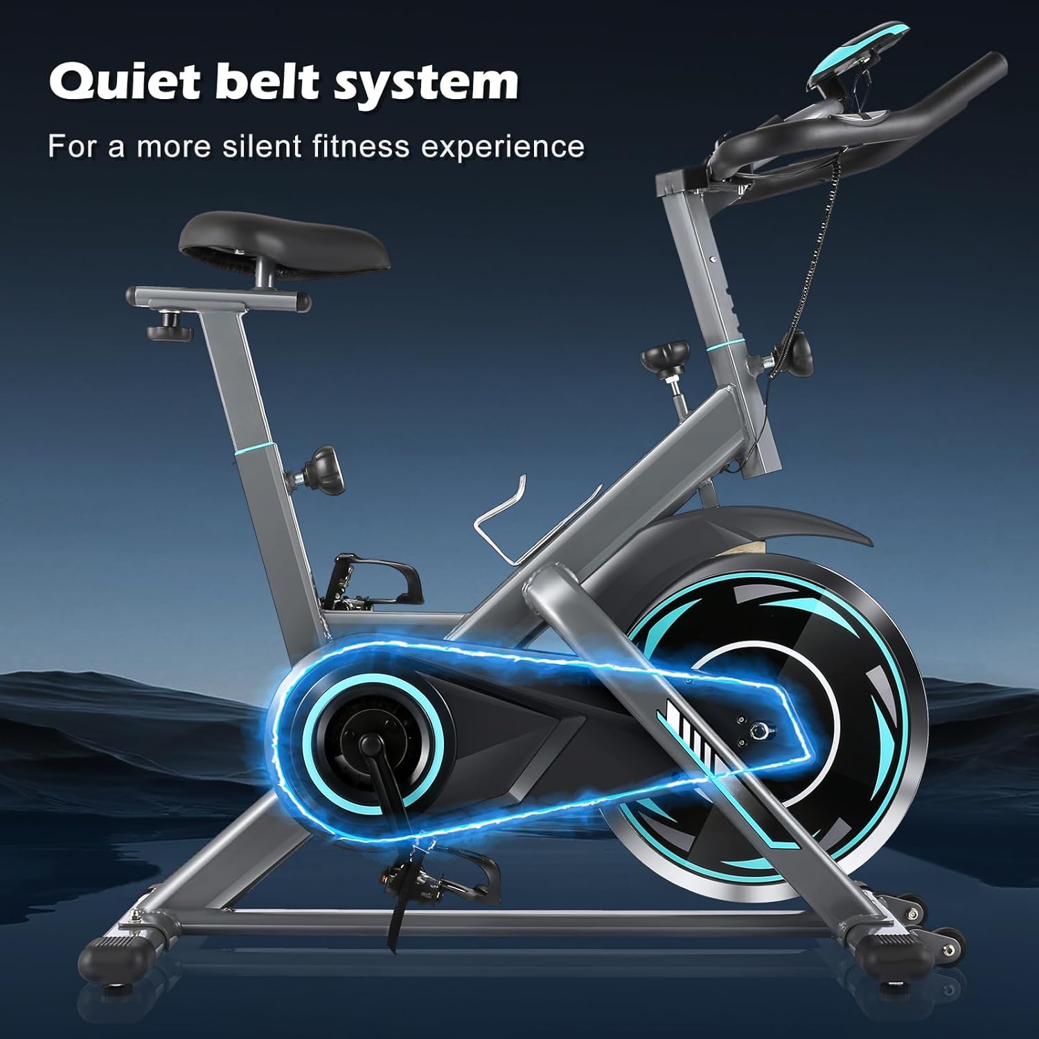 ANCHEER Indoor Exercise Bike Stationary, Indoor Cycling Bike with Comfortable Seat Cushion, Tablet Holder and LCD Monitor for Home Workout, 40 LBS Flywheel and 330 Lbs Weight Capacity - Image 8
