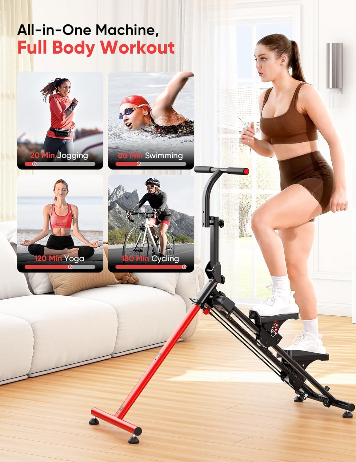 YOLEO Steppers for Exercise at Home, Adjustable Stair Stepper with 3 Workout Modes,Folding Cardio Stair Master with Adjustable Handlebar&Oversized Pedal,90% Pre-Assembled Stair Climber with Caster Mat - Image 2