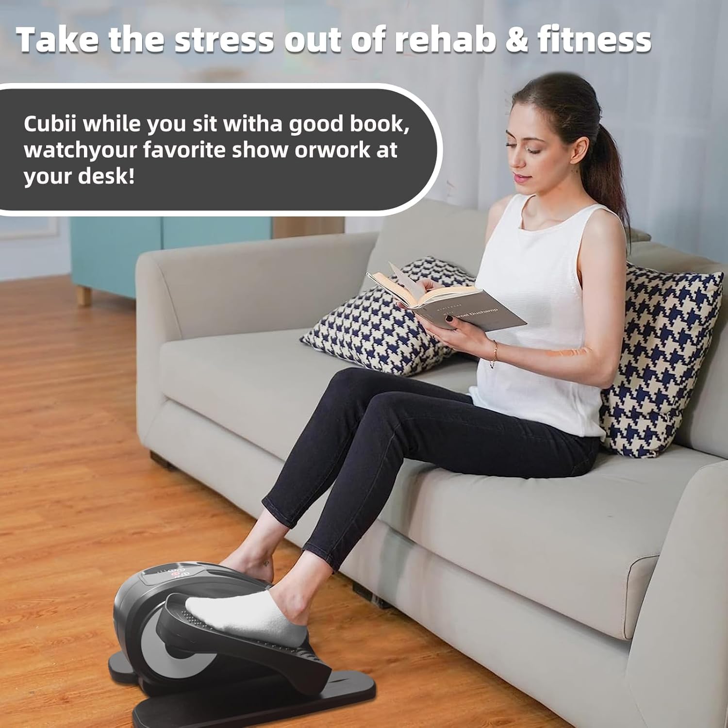 ESL Under Desk Elliptical - Portable Leg Exerciser for Seniors, Compact Seated Elliptical with Remote Control, LCD Display Electric Elliptical Trainers - Image 5