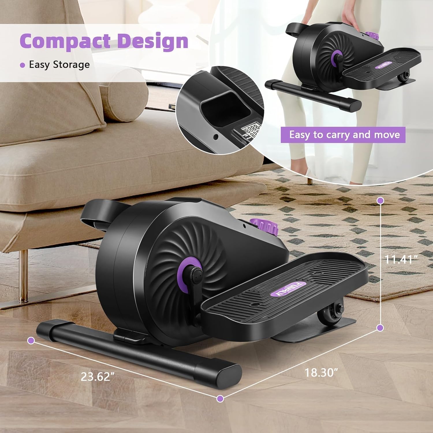 FUNMILY Under Desk Elliptical, Ellipse Leg Exerciser, Standing or Seated Mini Elliptical Machines, Portable Bike Pedal Exerciser for Seniors/Adults, Leg Workout Equipment for Home/Office - Image 5