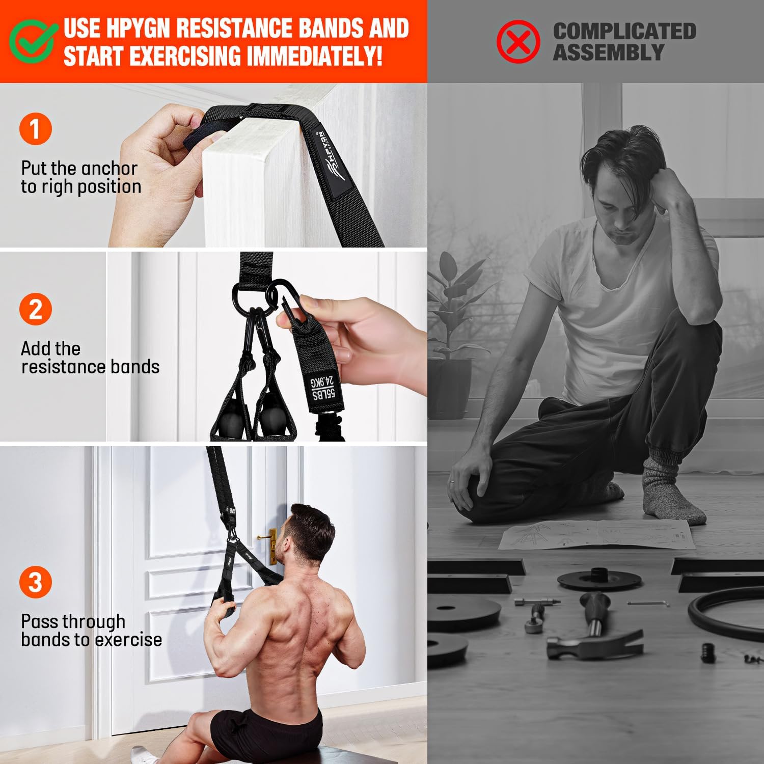 HPYGN Rowing Resistance Bands, Best Replacement for Rowing Machine, Home Gym Workout Equipment for Arms, Shoulders, Core, Back, Glutes and Legs, Rowing Workout, Cardio, Low-Impact, Portable Home Gym - Image 5