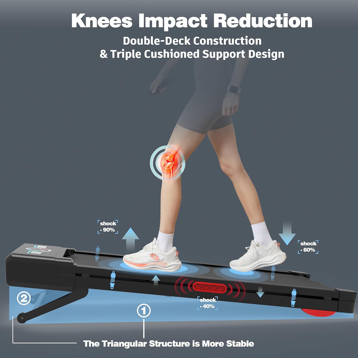 Walking Pad Treadmill with 12% 9-Level Auto Incline, 450 lbs Capacity RGB LED Screen, Bluetooth Speaker Under Desk Treadmill, Compact Treadmills for Home Hiking - Image 5