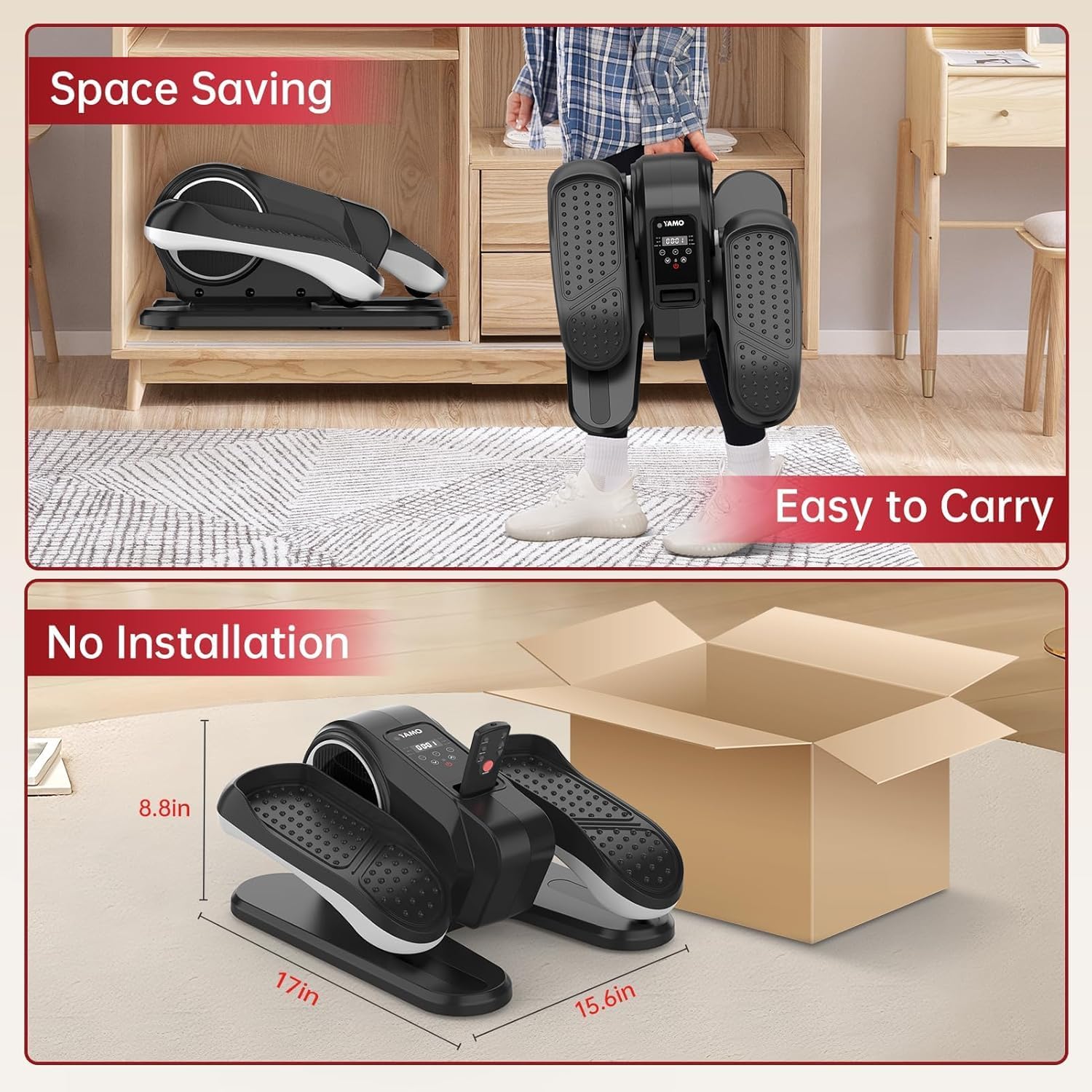 YAMO Under Desk Elliptical Machine Seated Ellipse Leg Exerciser for Seniors Fully Assembled Quiet Portable Elliptical Pedal Exerciser with Remote Control 12 Adjustable Speed Levels - Image 7
