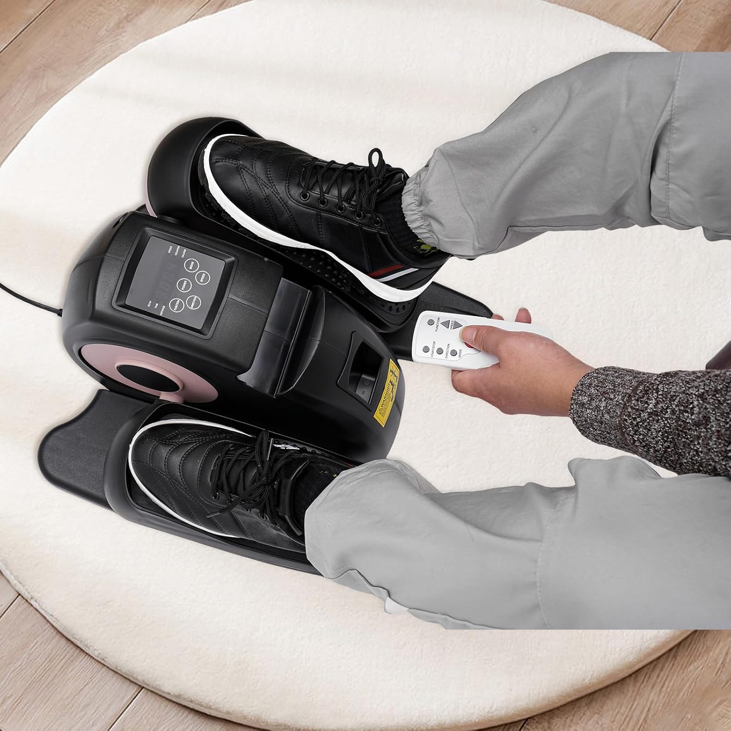 Under Desk Elliptical Machine, Under Desk Electric Elliptical Trainer Sitting Leg Foot Pedal for Seniors with Monitor, Remote Control and 5 Adjustable Speeds, 55lbs Capacity for Home Gym - Image 3
