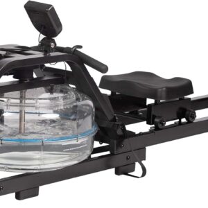 Water Rowing Machine Indoor Water Rower Adjustable Resistance with LCD Monitor Home Gym Equipment for Whole Body Exercise Cardio Training