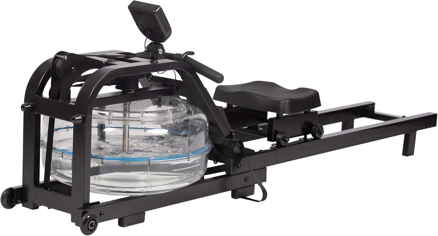 Water Rowing Machine Indoor Water Rower Adjustable Resistance with LCD Monitor Home Gym Equipment for Whole Body Exercise Cardio Training
