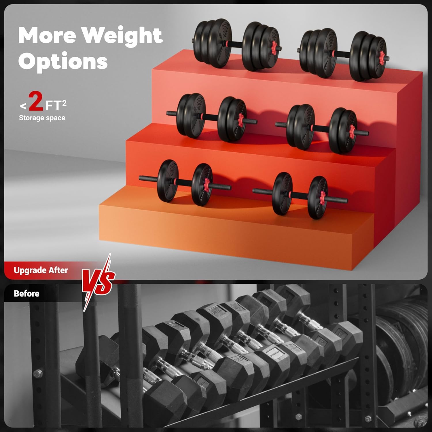 Adjustable Dumbbells, 55/77LBS Free Weight Set, 4 in 1 Dumbbell Set Used as Barbell, Kellebell, Push Up Stand, Fitness Exercise for Home Gym Suitable Men/Women - Image 6