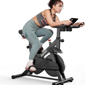 DeerRun Exercise Bike, Indoor Cycling Bike Brake Pad/Adjustable Magnetic Stationary Bike with App, Low Noise Workout Bike for Home Cardio 300lbs Weight Capacity with Pad Mount & LCD Monitor