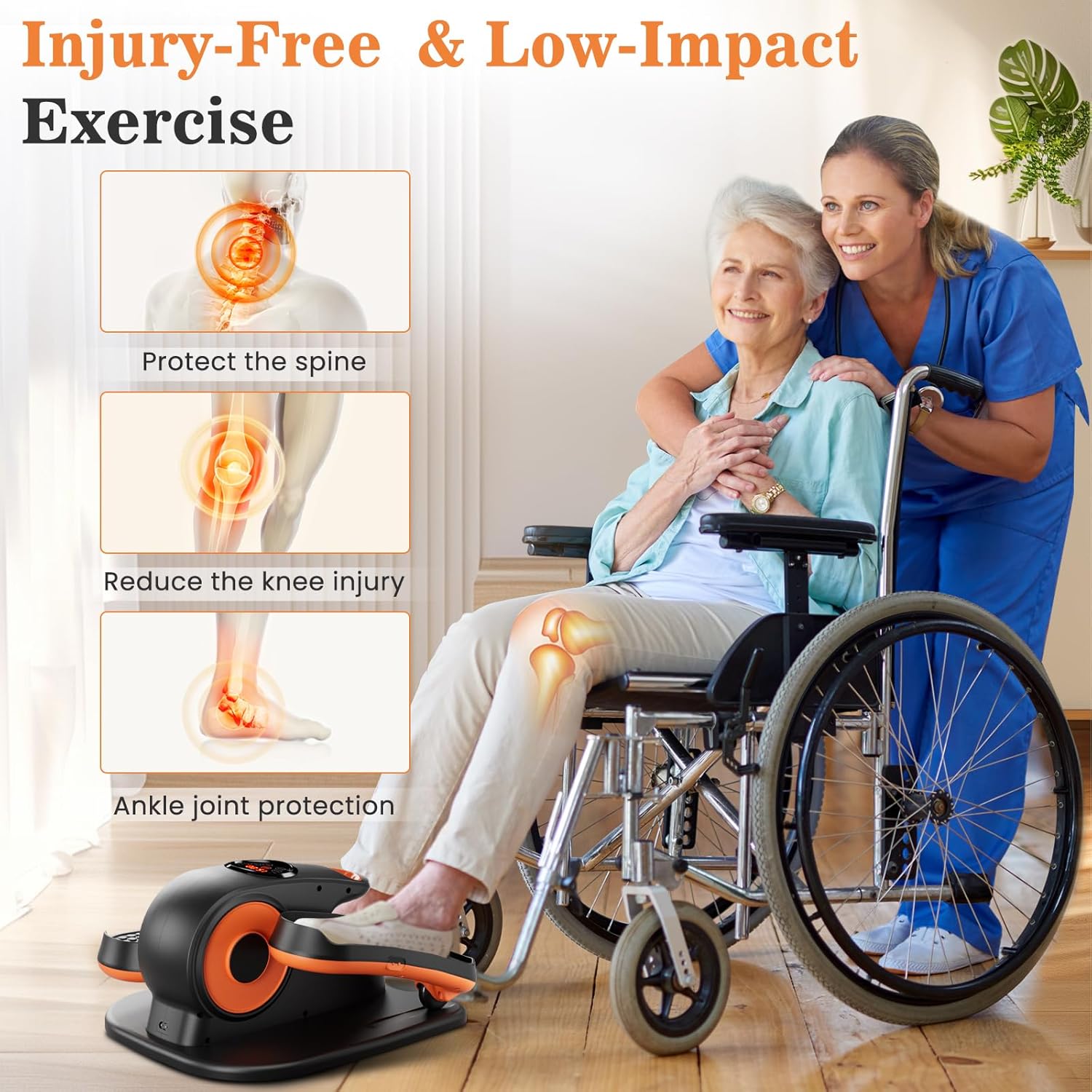 Under Desk Elliptical Machine, Ellipse Exerciser as Seen on TV for Seniors with Remote Control & 12 Adjustable Speeds, Elliptical Machine for Home - Image 5