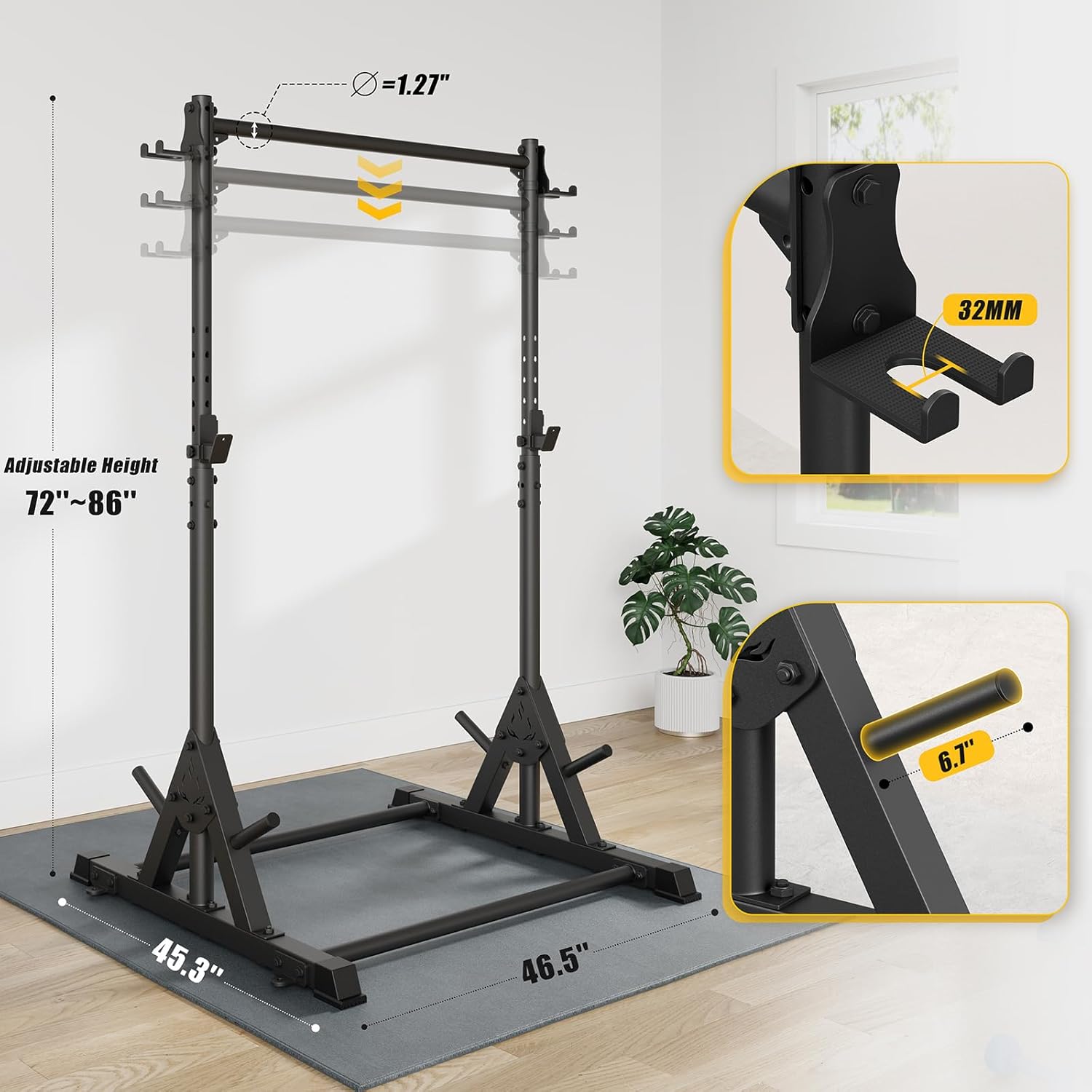 Pull Up Station, Strength Training Workout Pull Up Bar Free Standing, Adjustable Heavy Duty Pullup Bar Station, 600LBS Weight Capacity - Image 3