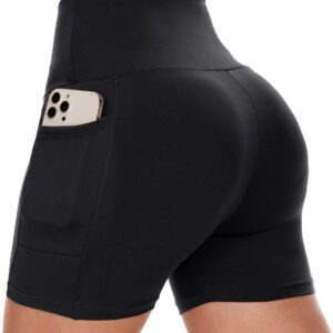 CAMPSNAIL Biker Shorts Women with Pockets – 3″/5″/8″ High Waisted Workout Spandex Tummy Control Gym Running Yoga Shorts