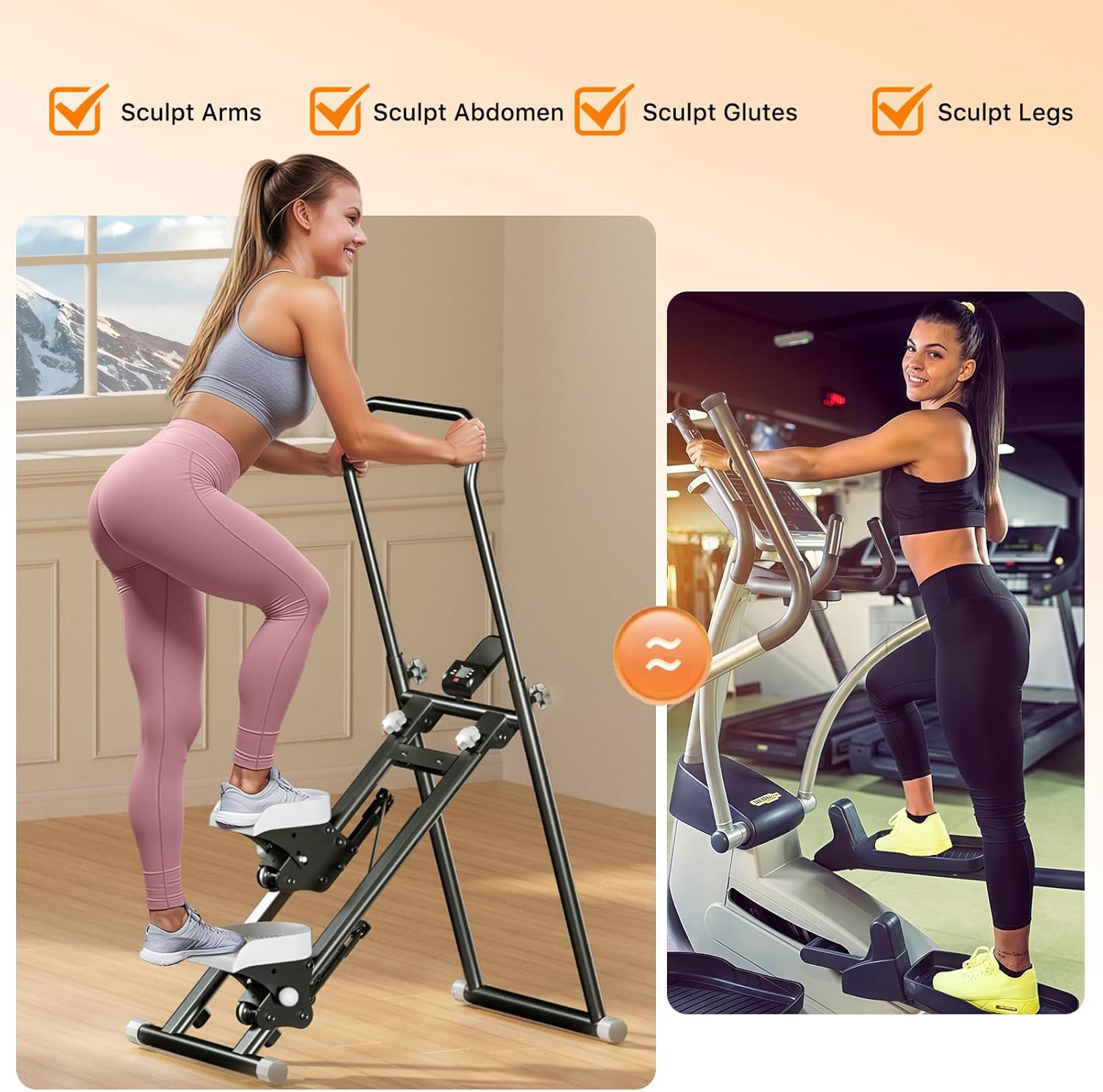 Stair Stepper for Home Gym,Folding Vertical Climber Cardio Exercise Machine,Stair Climber for Full Body Workout with Adjustable Handlebar for Women & Men - Image 4