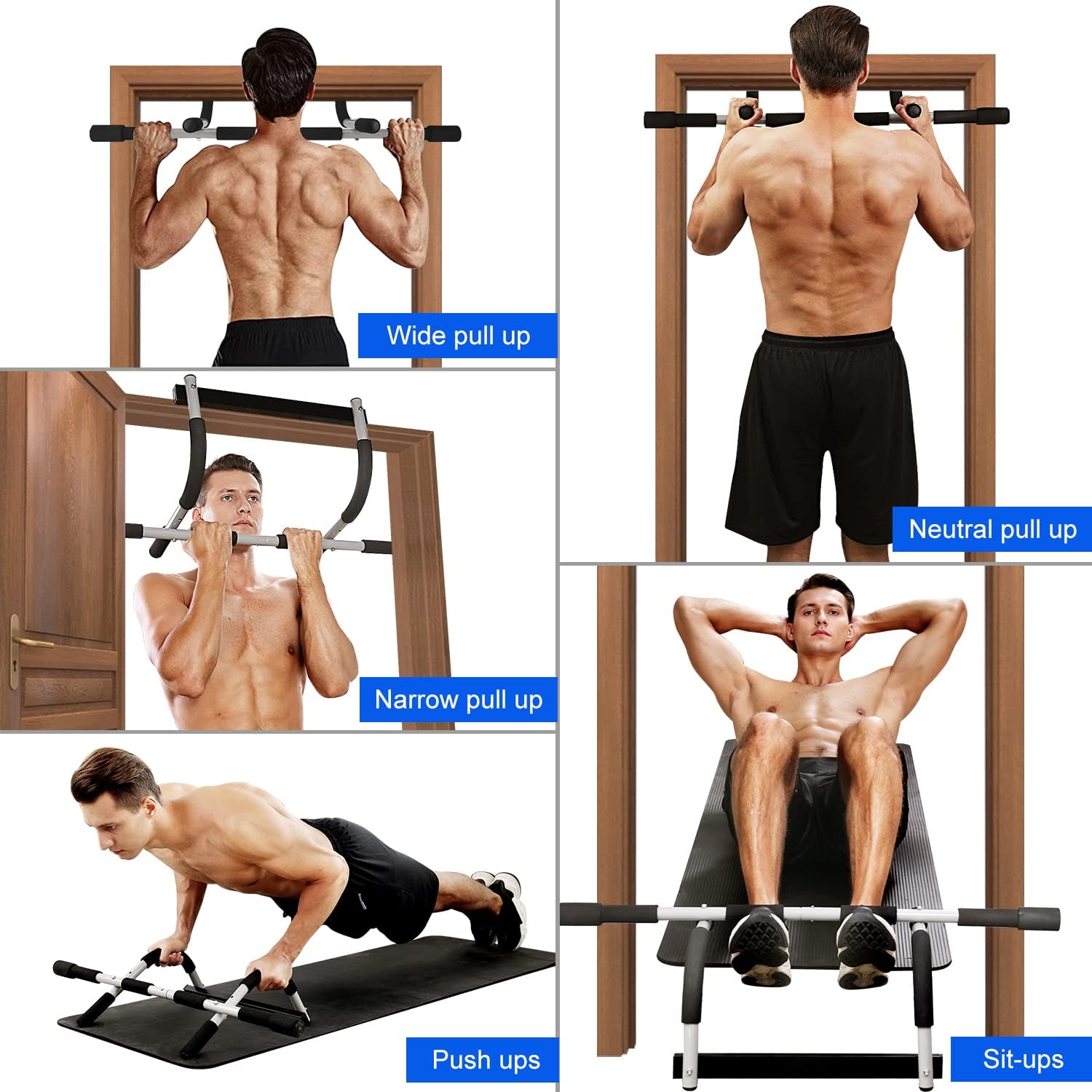 Doorway Pull Up Bar for Home Gym, Adjustable Width, Heavy-Duty Steel - Image 2